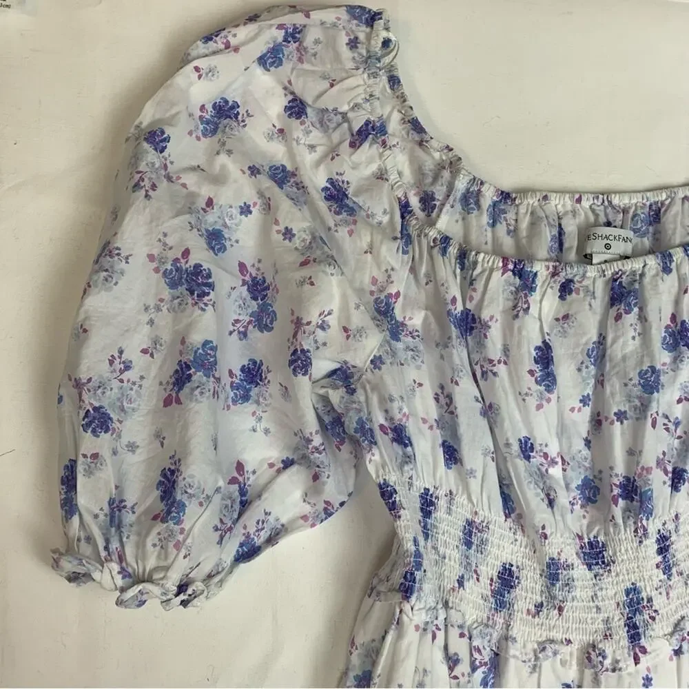 Love Shack fancy women's small white floral maxi dress tiered target purple doen - Picture 6 of 13